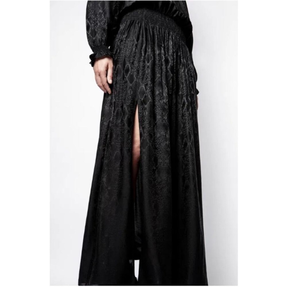Zadig & Voltaire Black Maxi Dress Long Sleeve  Roar Jac Python Silk Blend Med - Picture 9 of 12